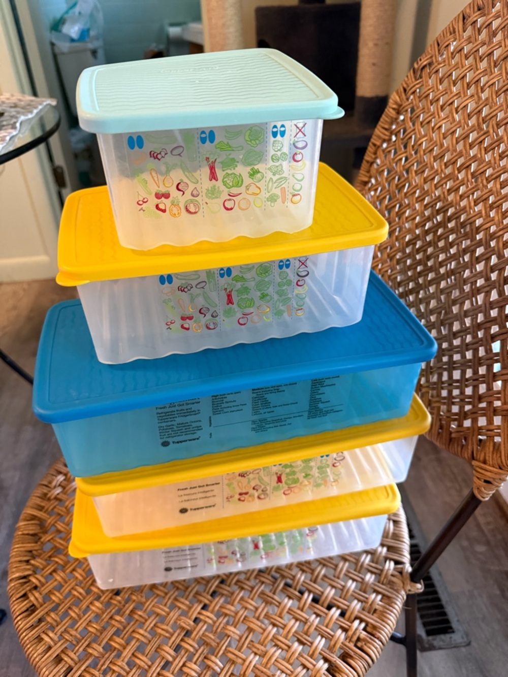 Tupperware Containers - Yellow & Blue Lids